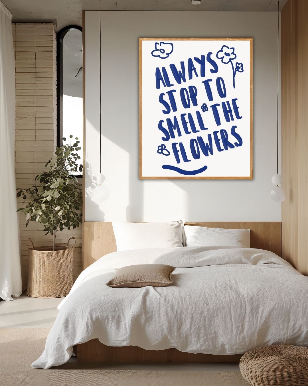 Simpele Bloemenboodschap Poster – staande poster voor modern interieur