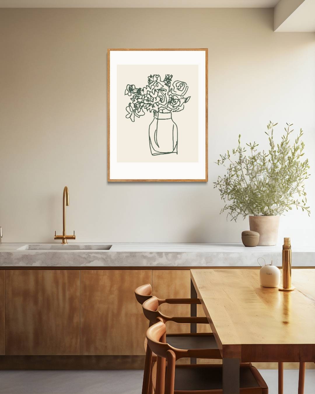 Vaas met rozen Poster Kunstwerk – staande poster voor modern interieur