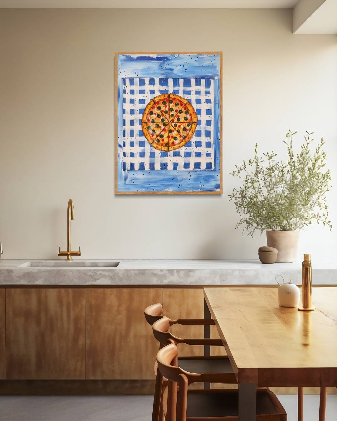 Italiaanse pizza illustratie Poster – staande poster voor modern interieur