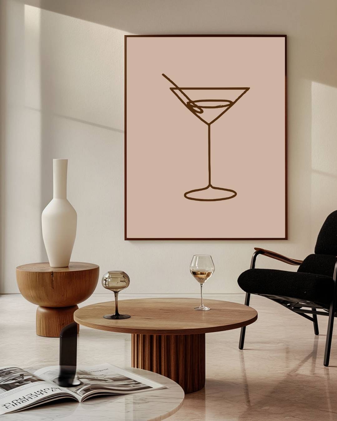 Cocktailglas Poster – staande poster voor modern interieur