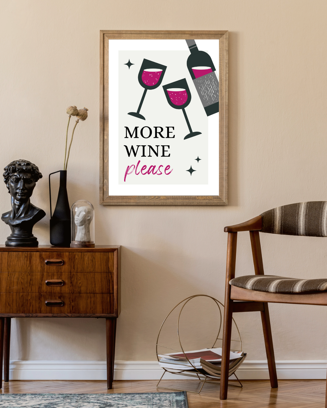 More wine please Poster – portret wanddecoratie van WallArtistic