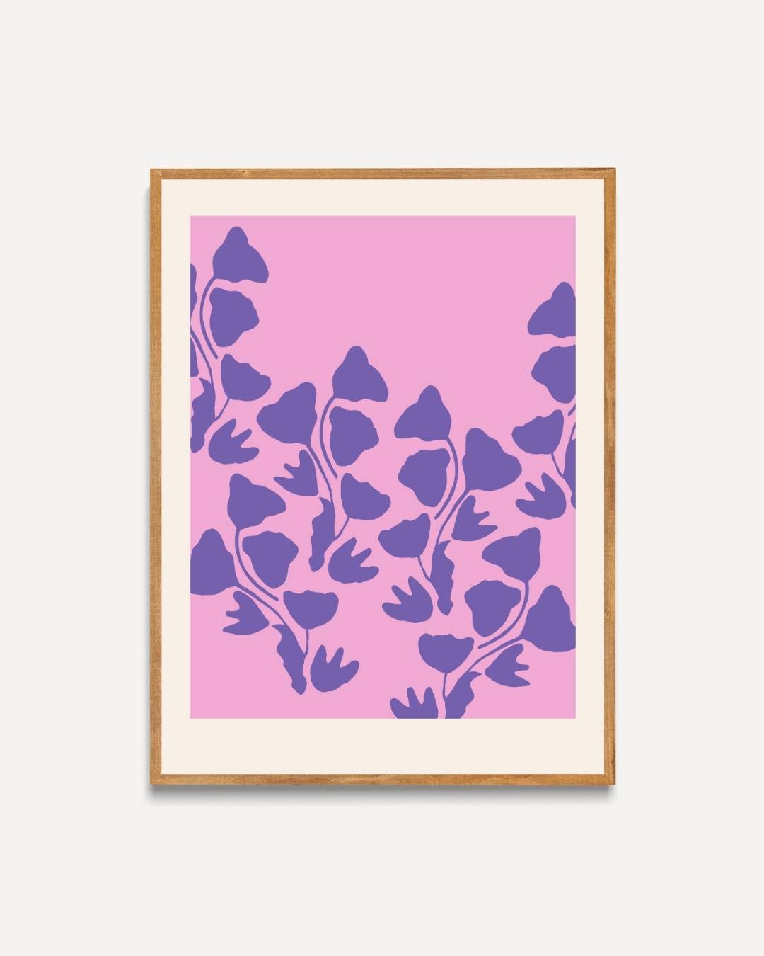Abstract paars-roze bladpatroon Poster – portret poster als wanddecoratie
