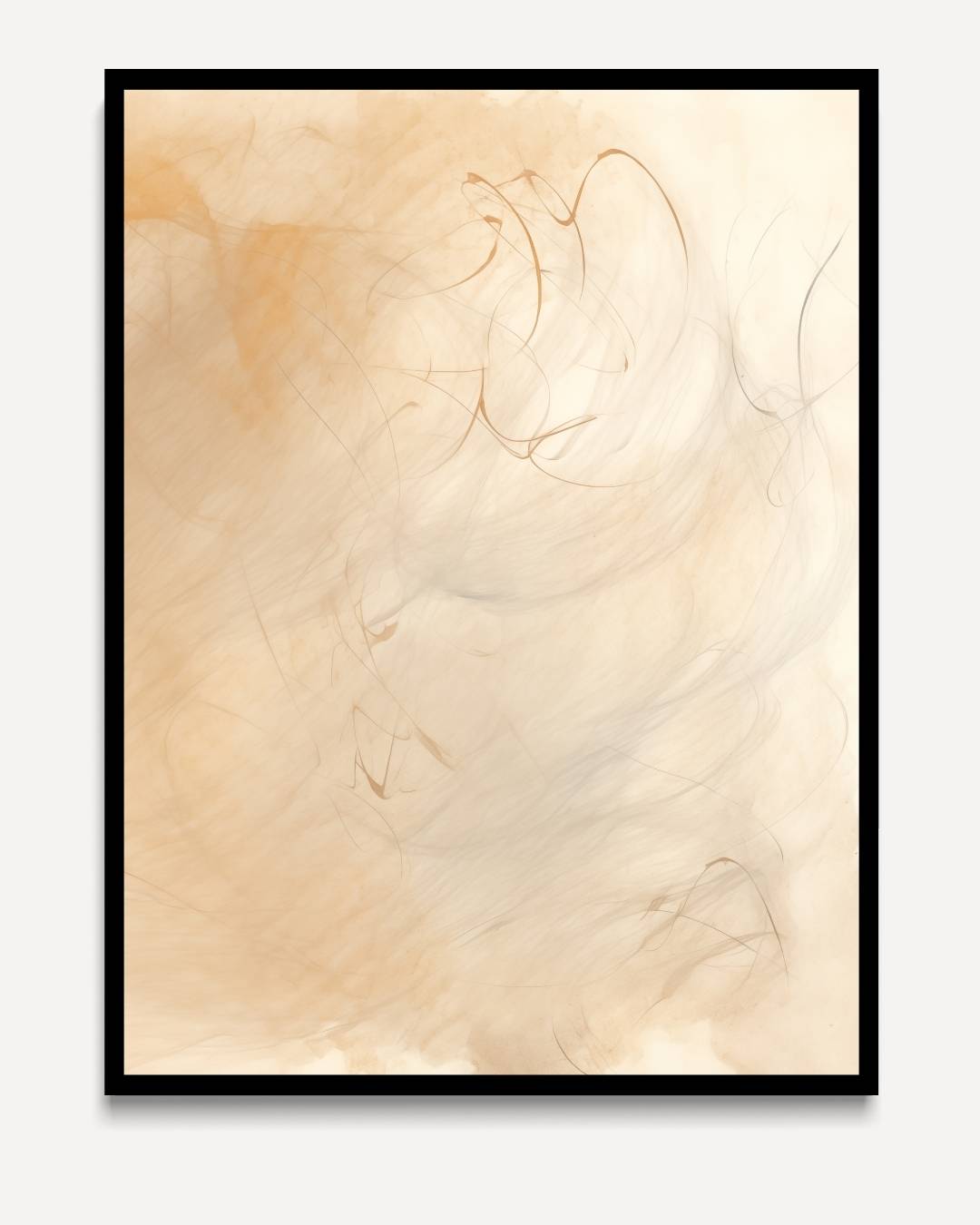 Abstract lijnenspel in perzikkleur – portret kunstwerk als wanddecoratie