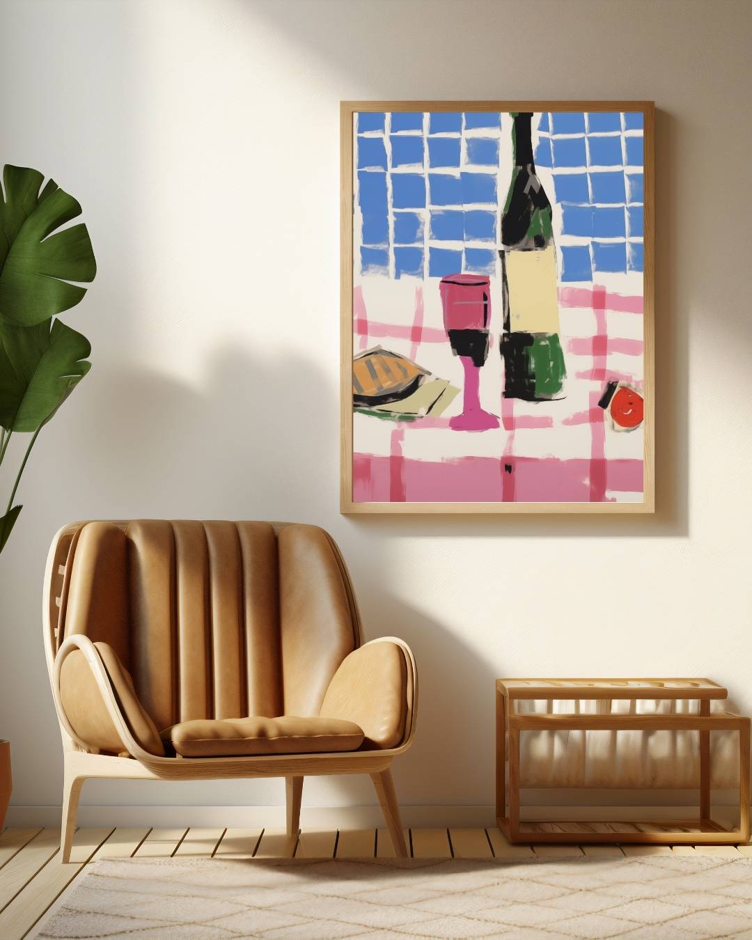 Wijnfles en glas Poster – staande poster voor modern interieur