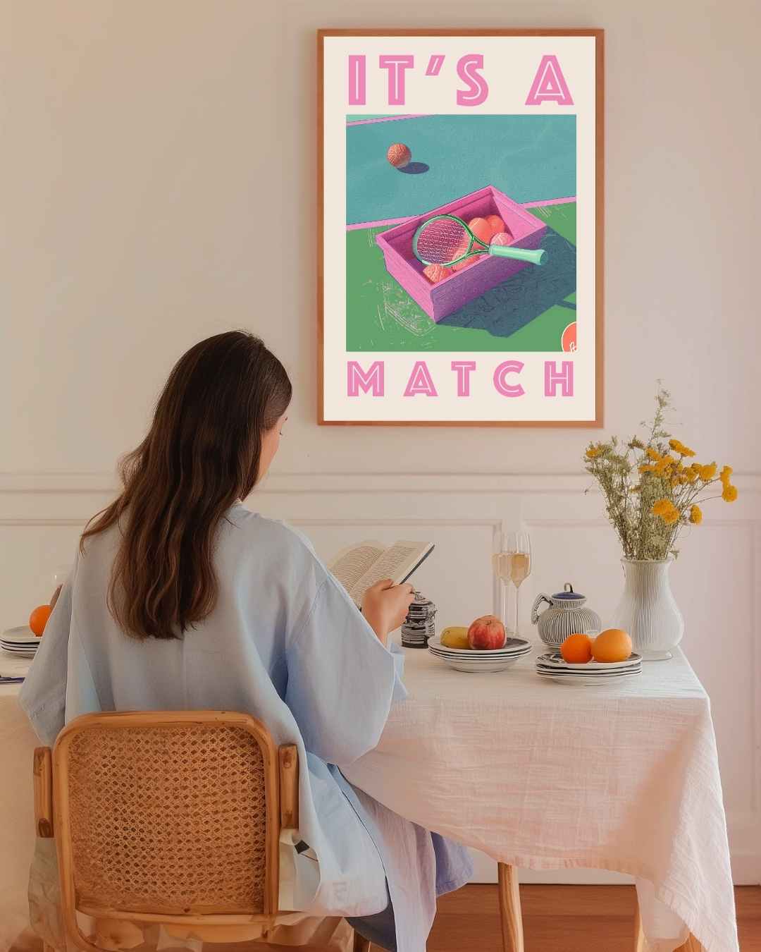 It's a Match Retro Tennis Poster – staande poster voor modern interieur
