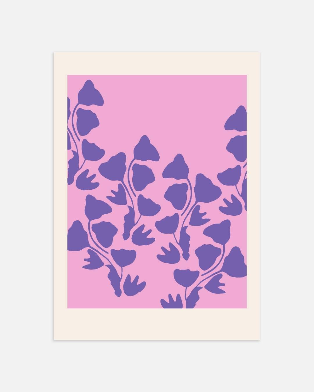 Abstract paars-roze bladpatroon Poster – portret wanddecoratie van WallArtistic