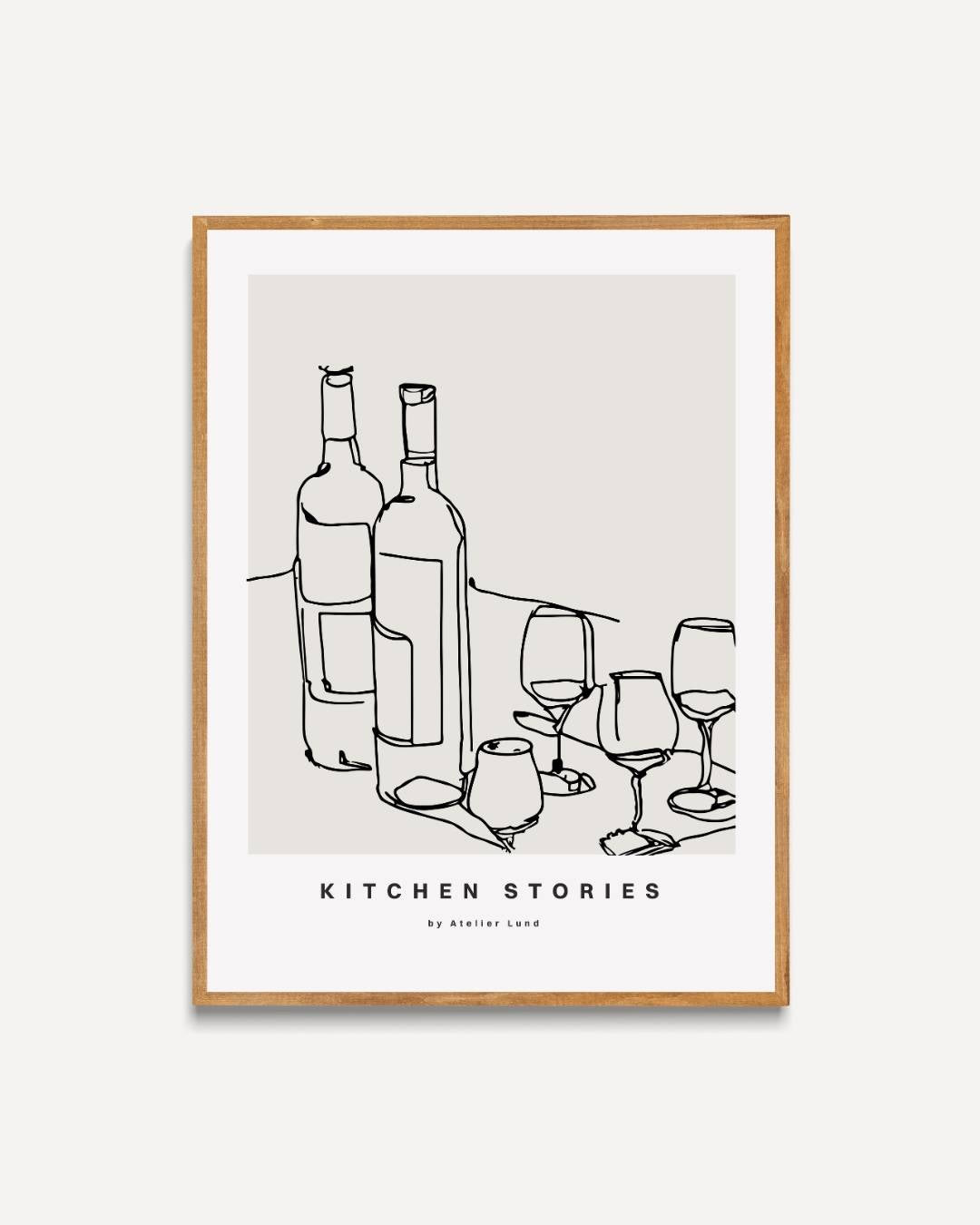 Wijnflessen en glazen Kitchen Stories Poster – portret poster als wanddecoratie