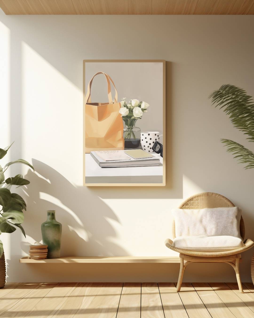 Tafel met tas Poster – staande poster voor modern interieur