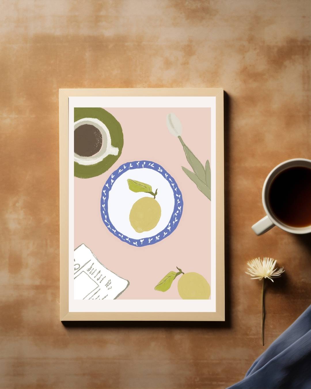 Ochtendtafel met citroen Poster – staande poster voor modern interieur