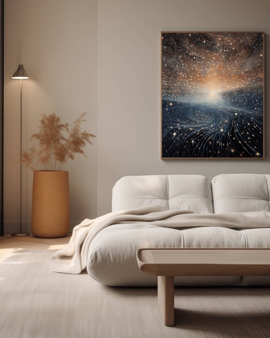 Kosmische lichtstralen Poster – staande poster voor modern interieur
