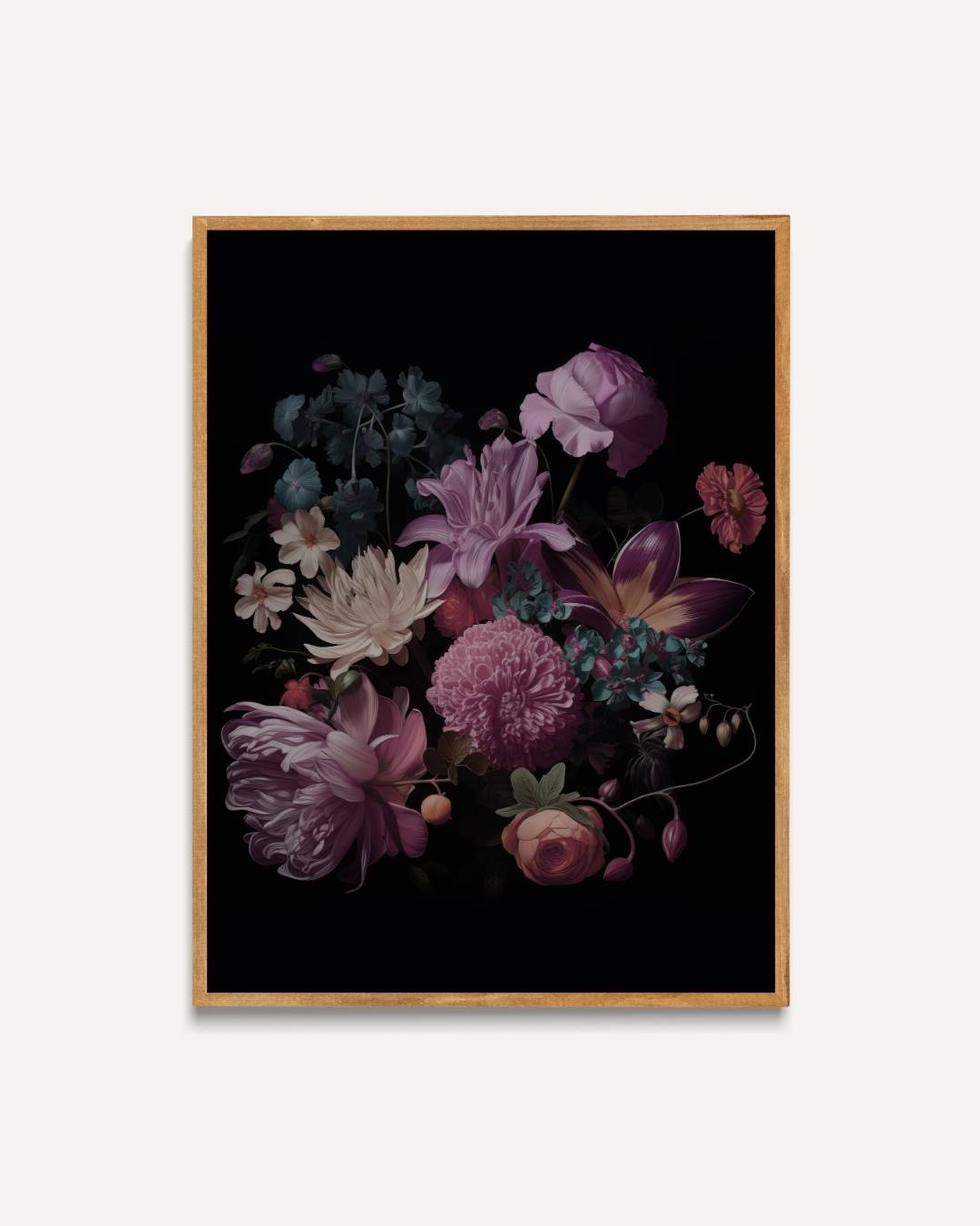 Donkere bloemenpracht Poster – portret poster als wanddecoratie