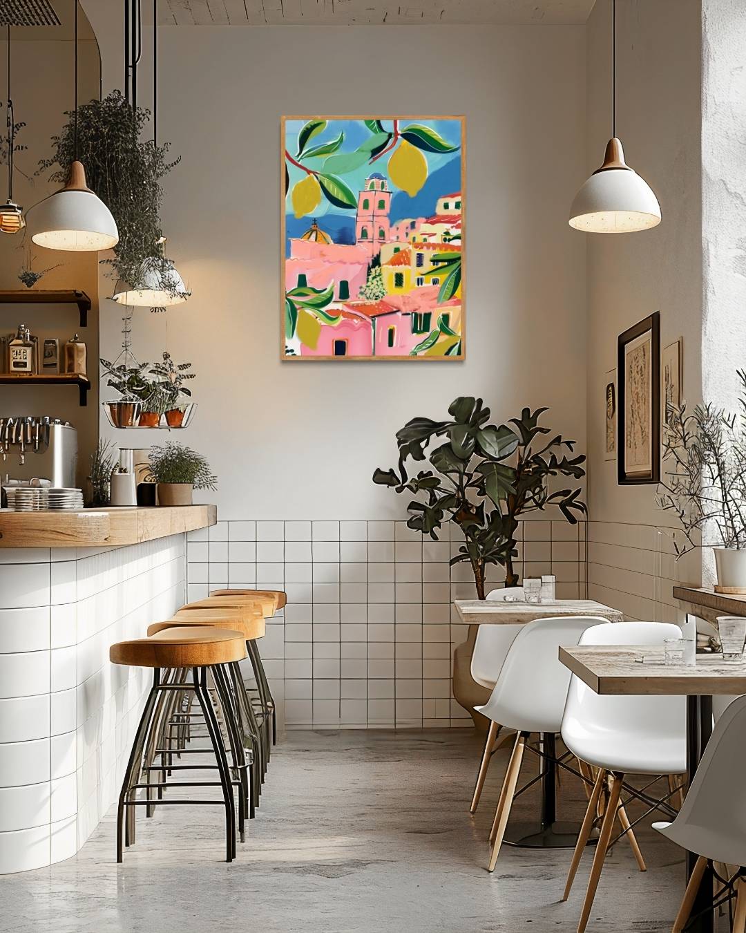 Zonnig mediterraan dorp Poster – staande poster voor modern interieur