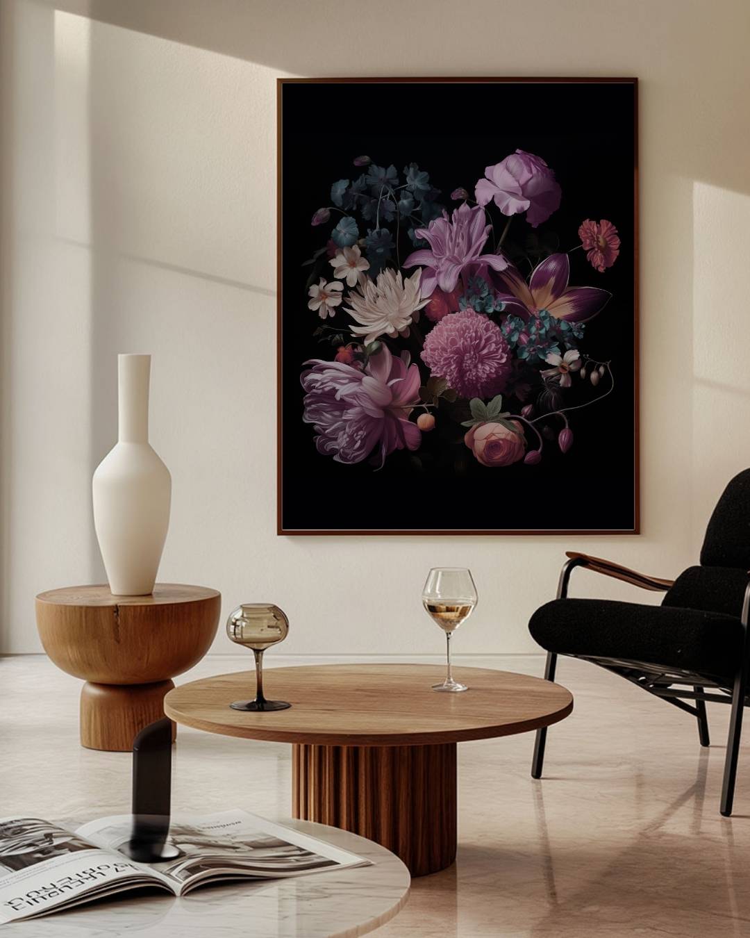 Donkere bloemenpracht Poster – staande poster voor modern interieur