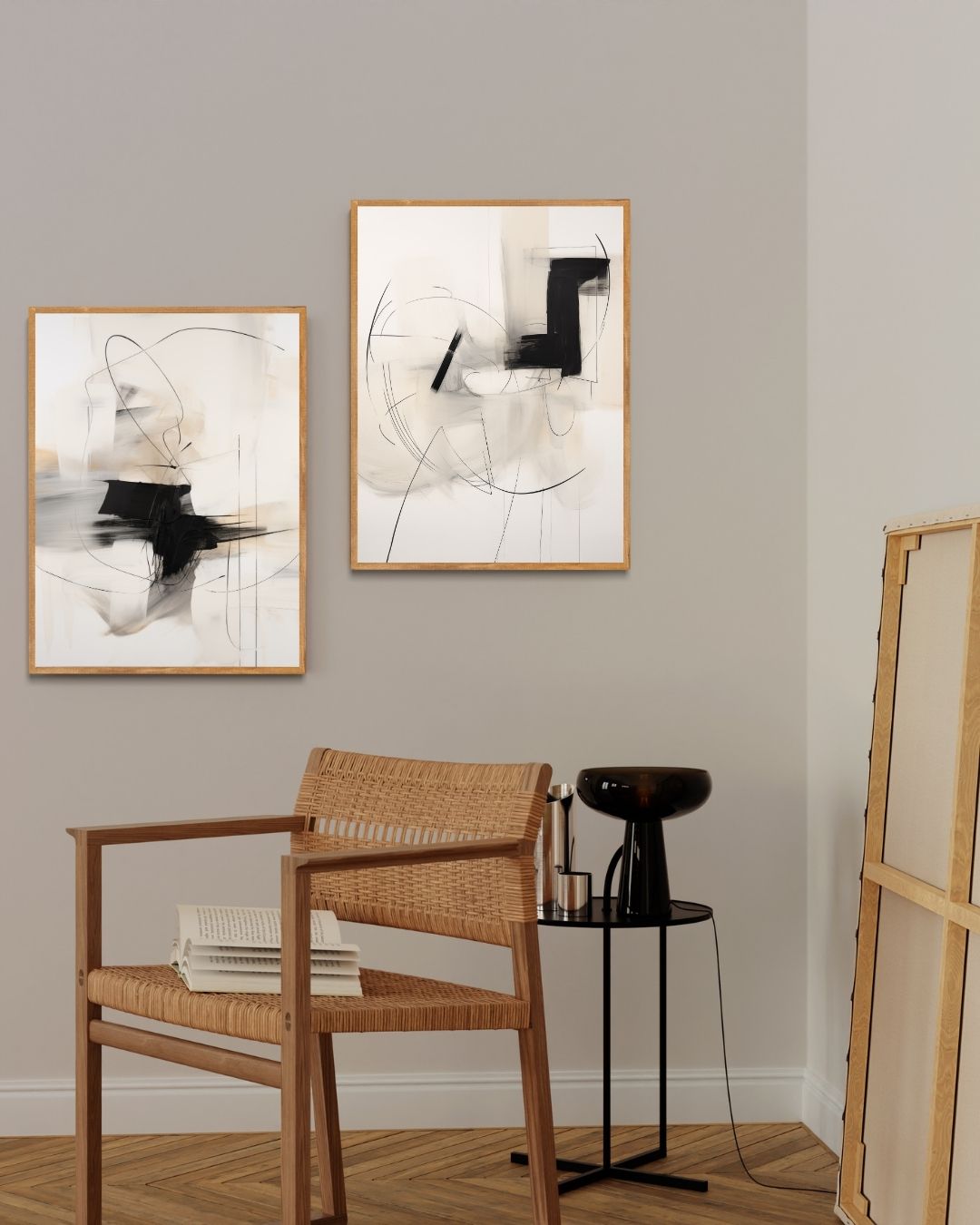 Minimalistische Lijnenspel Posterset – 2-luik posterset als wanddecoratie