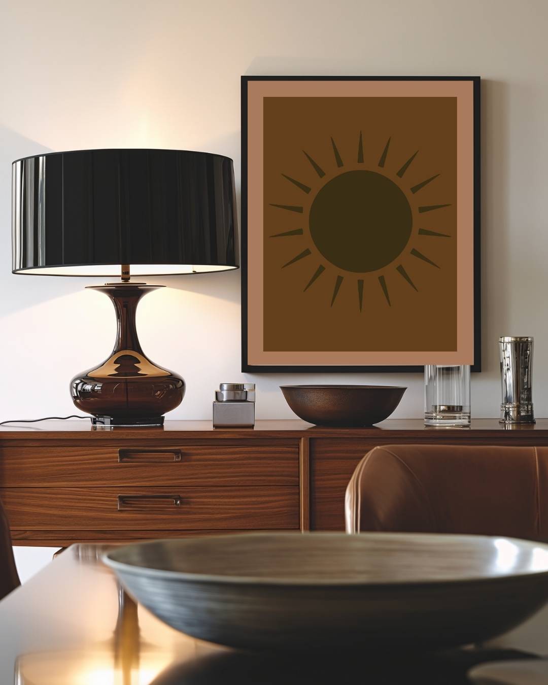 Zon minimalistisch Poster – staande poster voor modern interieur