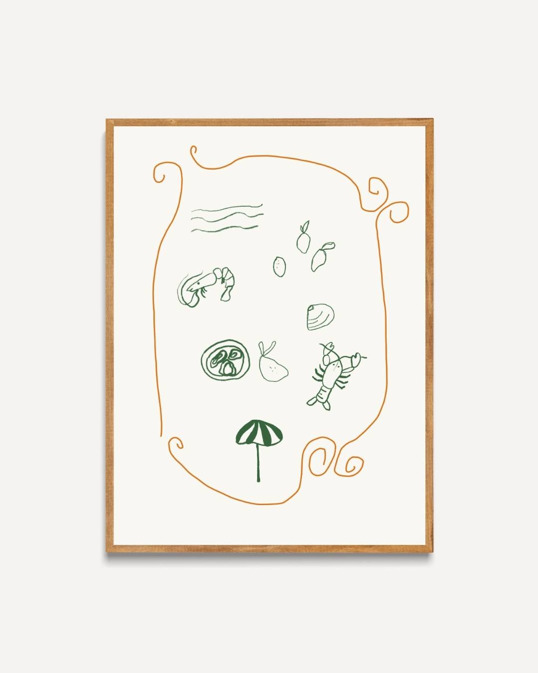 Mediterrane delicatessen illustratie Poster – portret poster als wanddecoratie