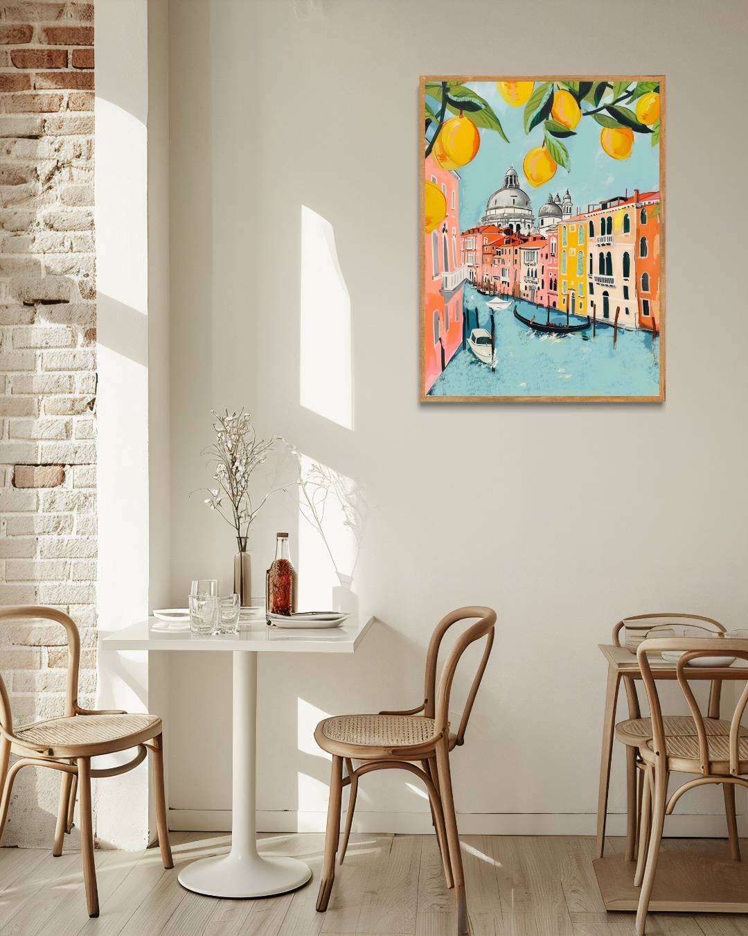 Venetiaanse gracht met citroenen Poster – staande poster voor modern interieur