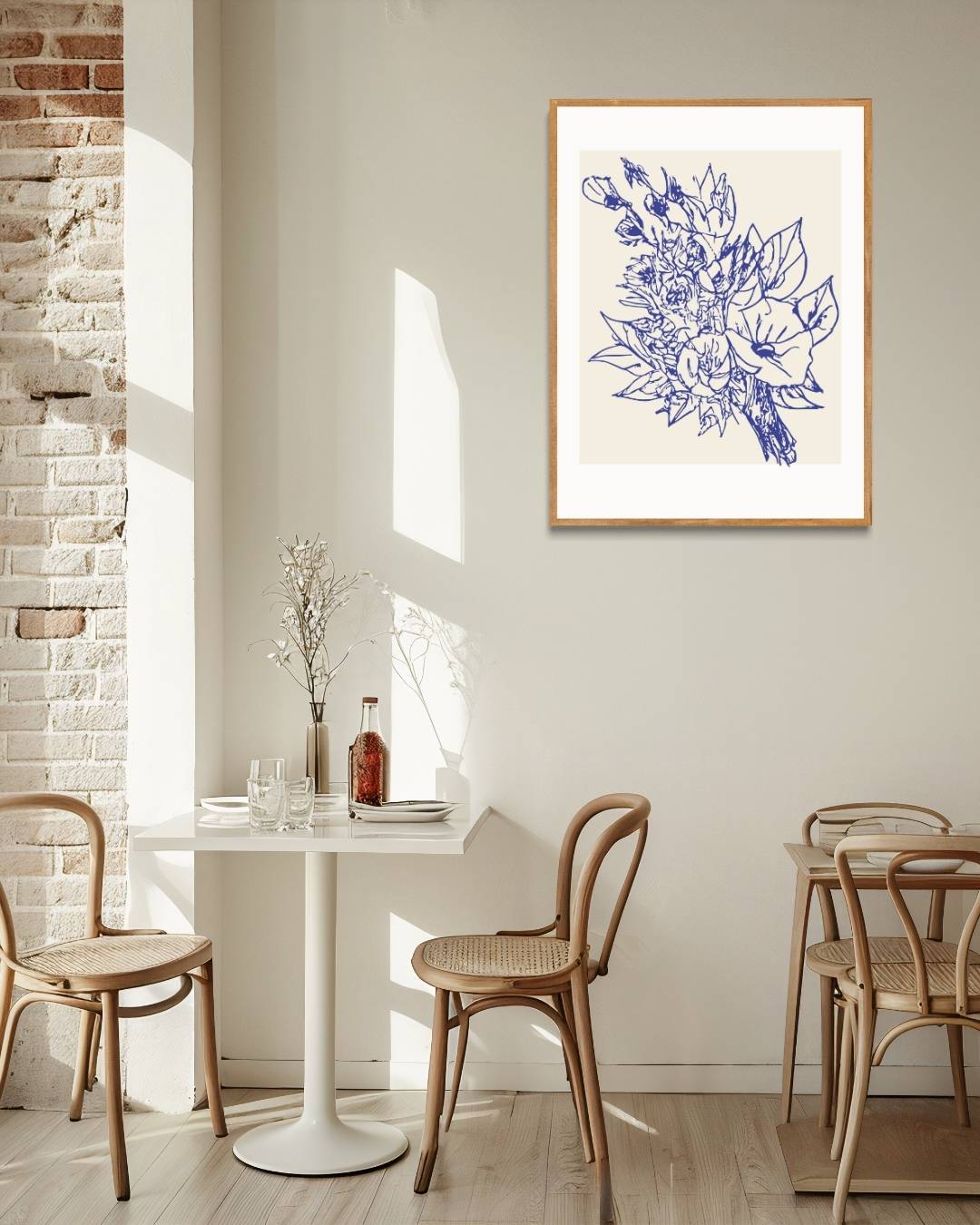 Blauwe bloemen Poster Kunstwerk – staande poster voor modern interieur