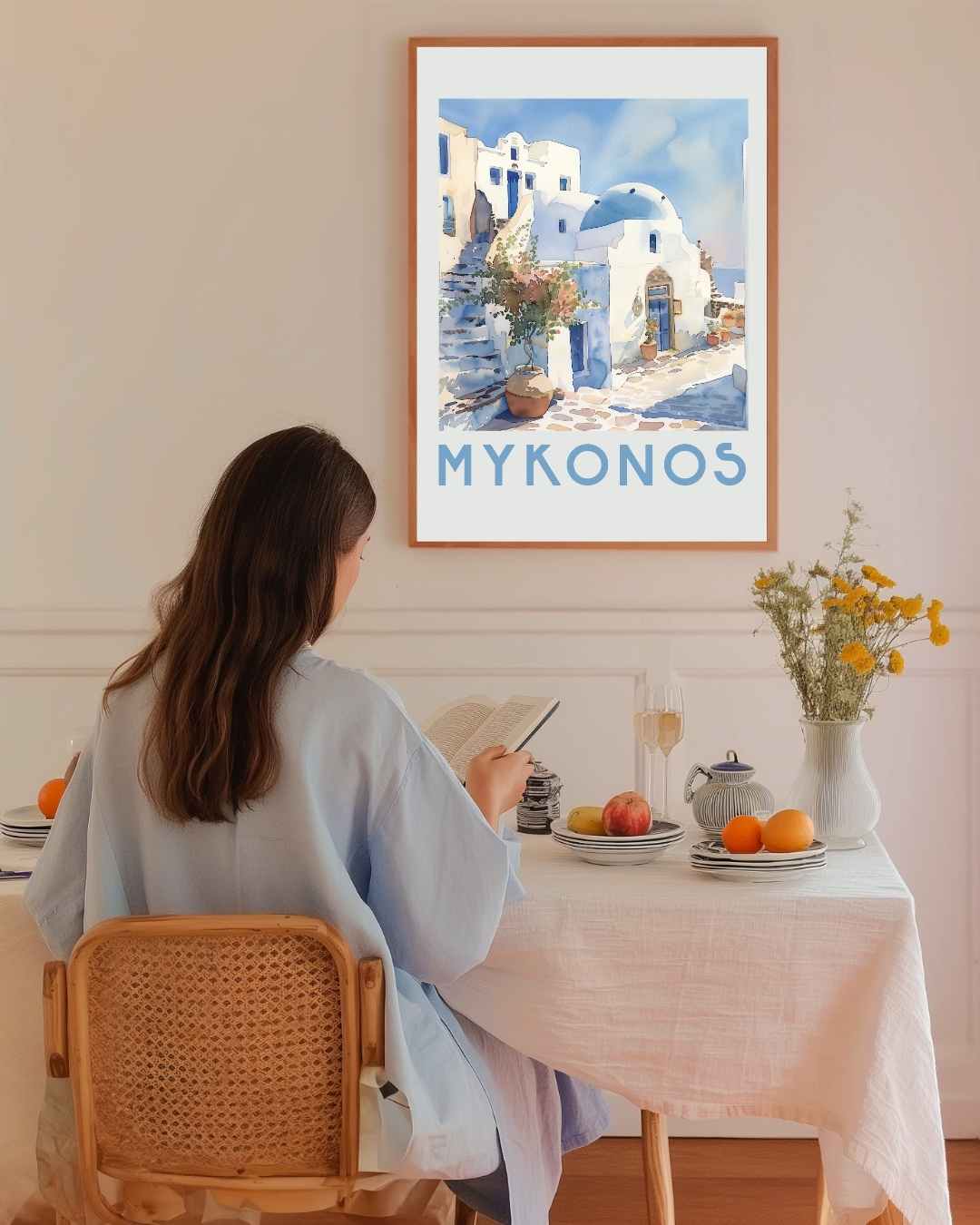 Mykonos Retro Poster – staande poster voor modern interieur