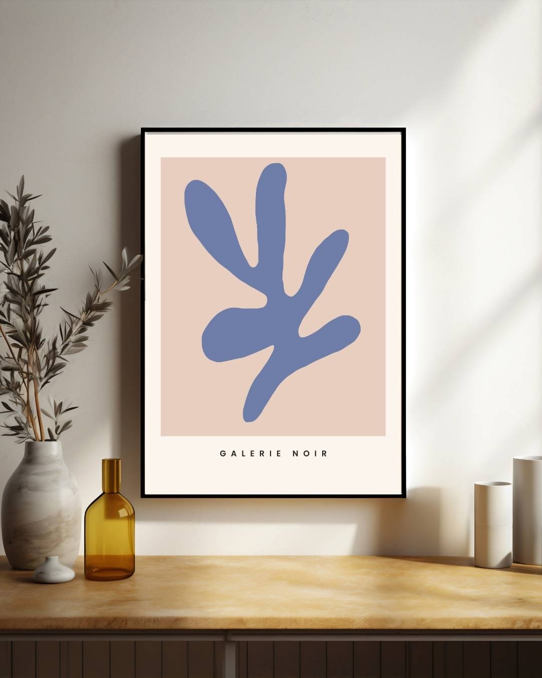 Blauwe vorm Poster – staande poster voor modern interieur