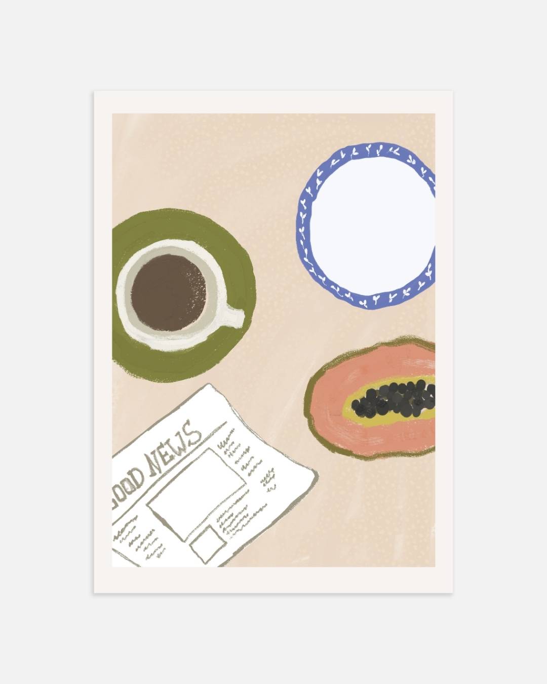 Gezellige ontbijttafel Poster – portret wanddecoratie van WallArtistic