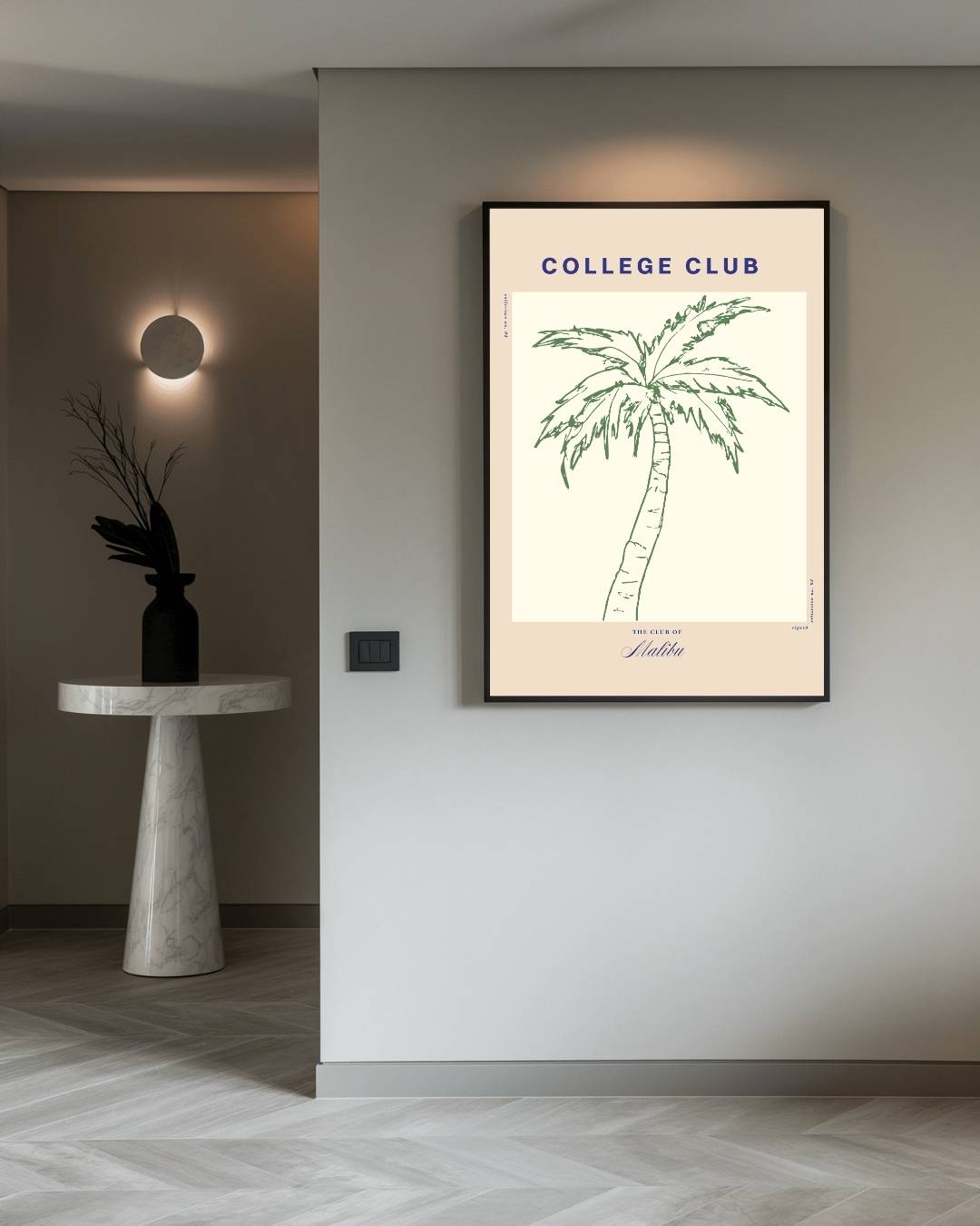 College Club palmboom Poster – staande poster voor modern interieur