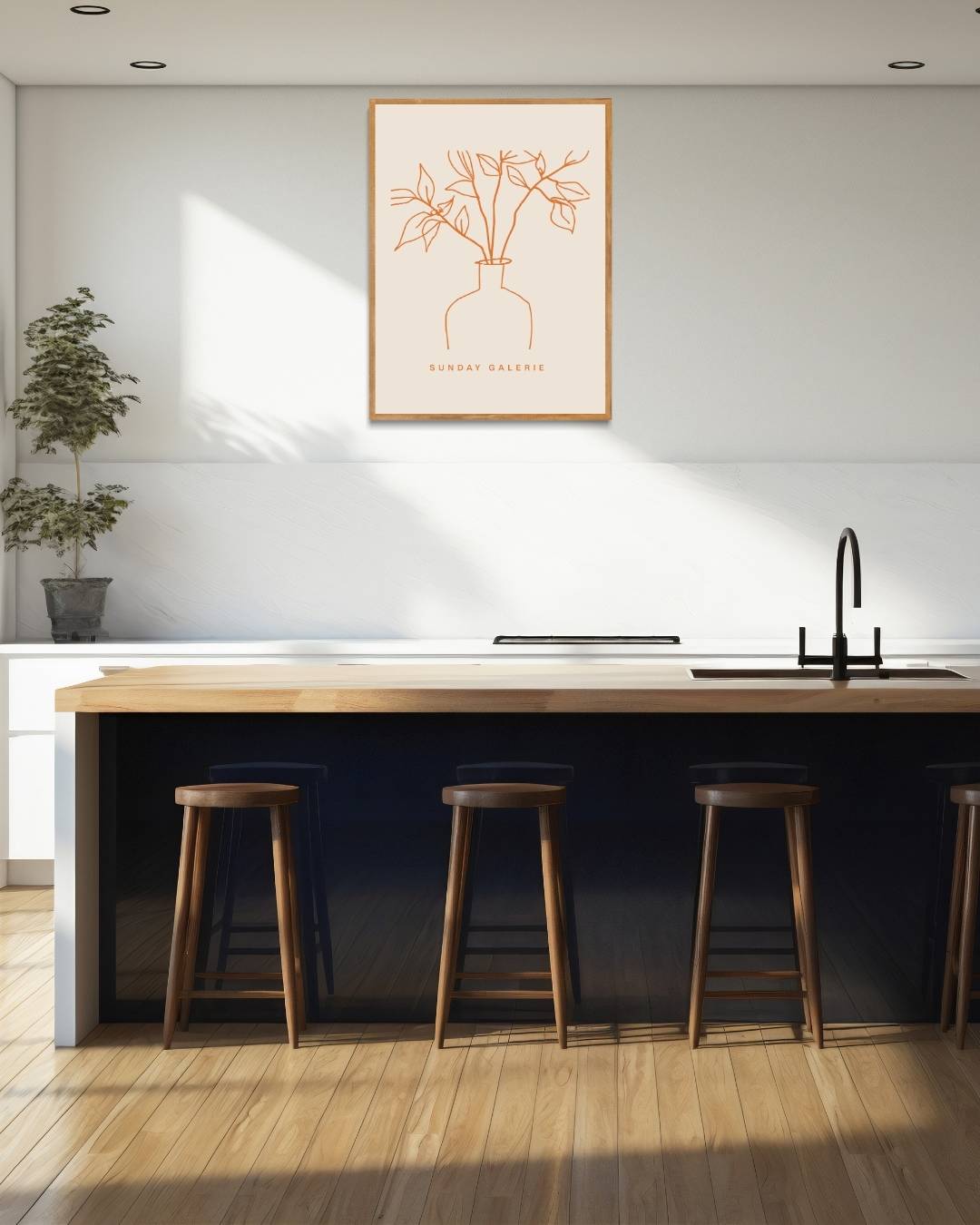 Oranje planten schets Poster – staande poster voor modern interieur