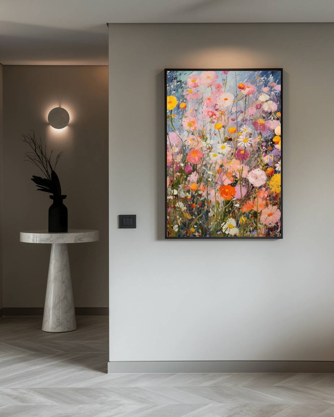Bloemenweide in volle bloei Poster – staande poster voor modern interieur