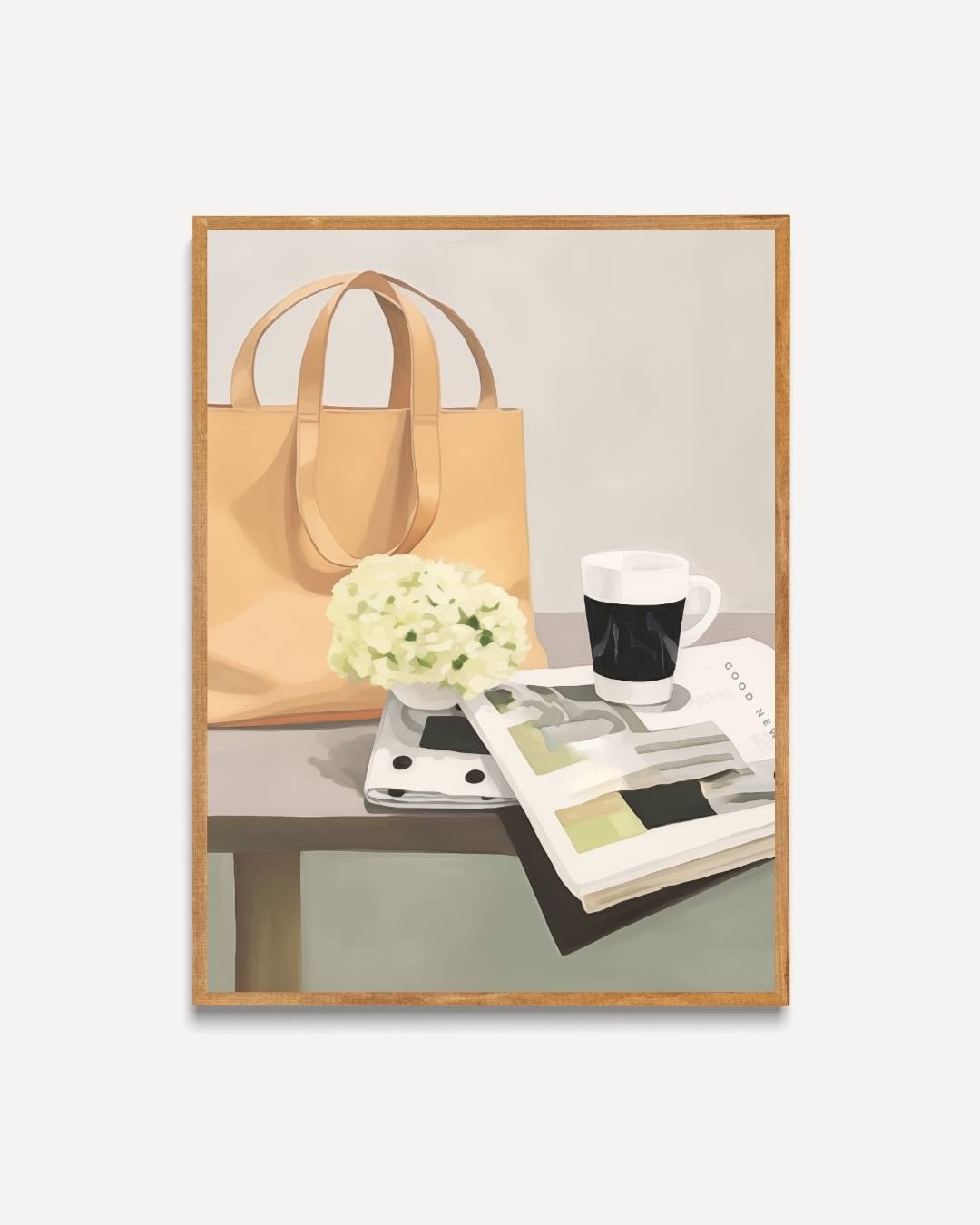 Beige tas en koffie Poster – portret poster als wanddecoratie