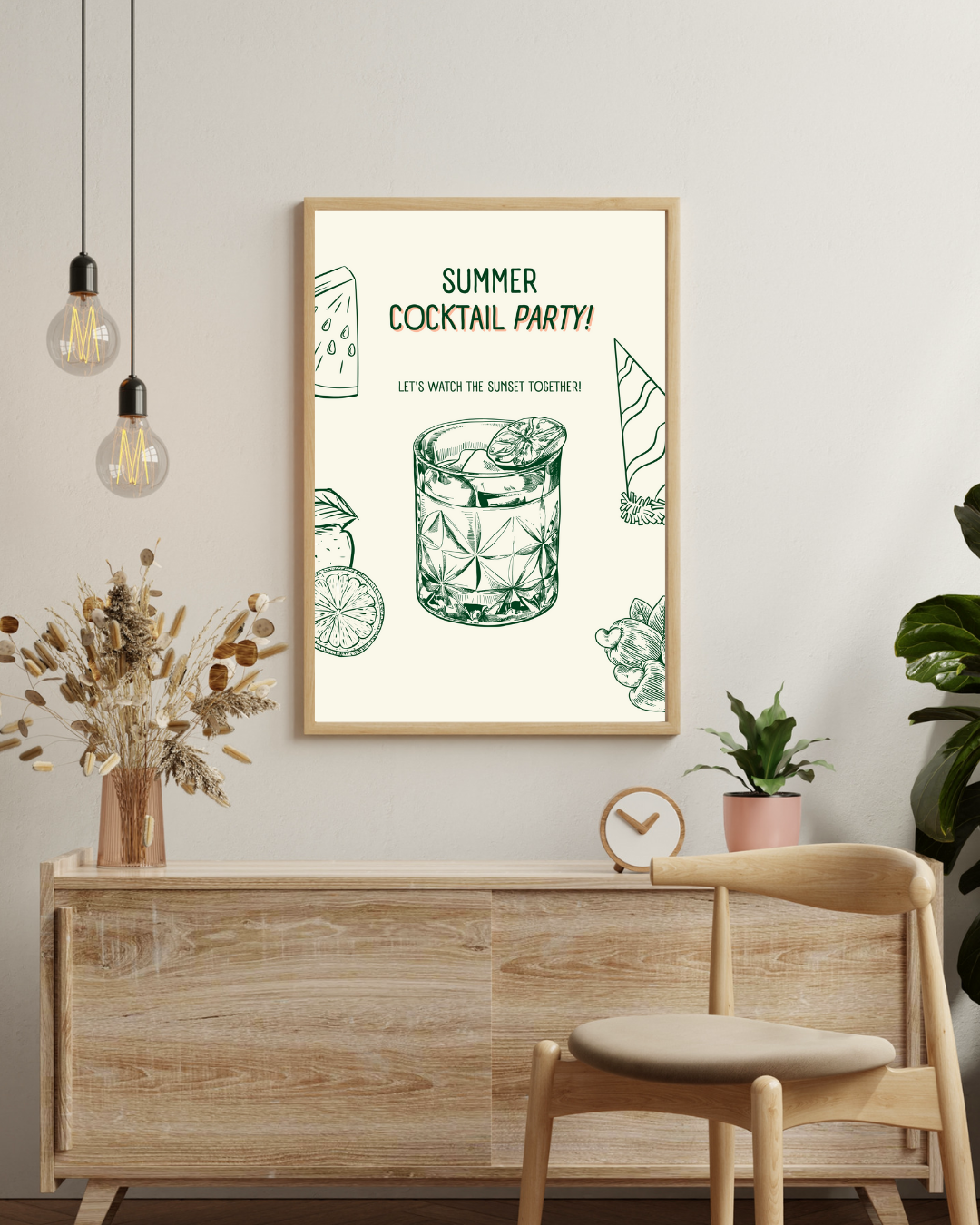 Summer cocktail party Poster – staande poster voor modern interieur