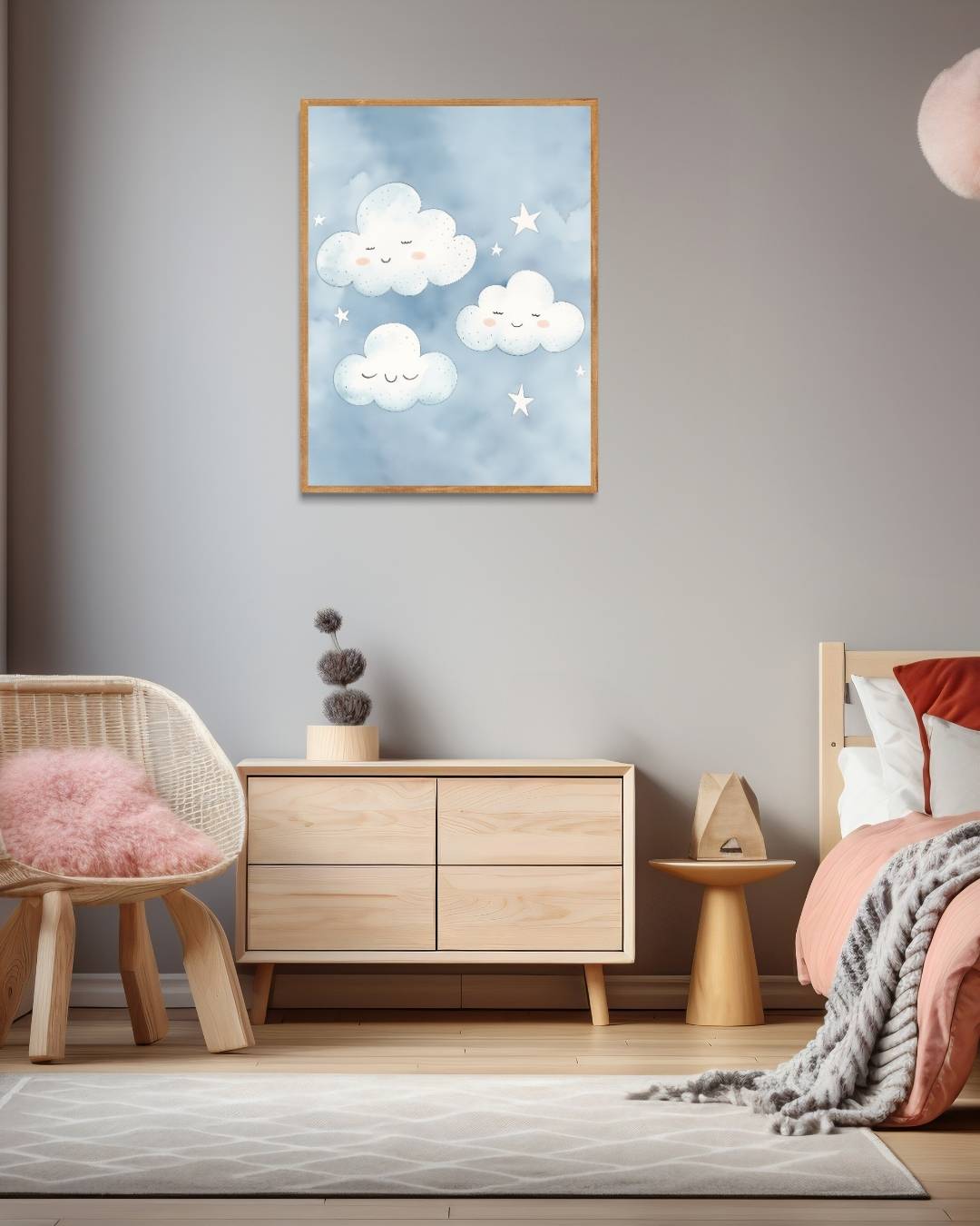 Dromerige wolkjes Poster – staande poster voor modern interieur