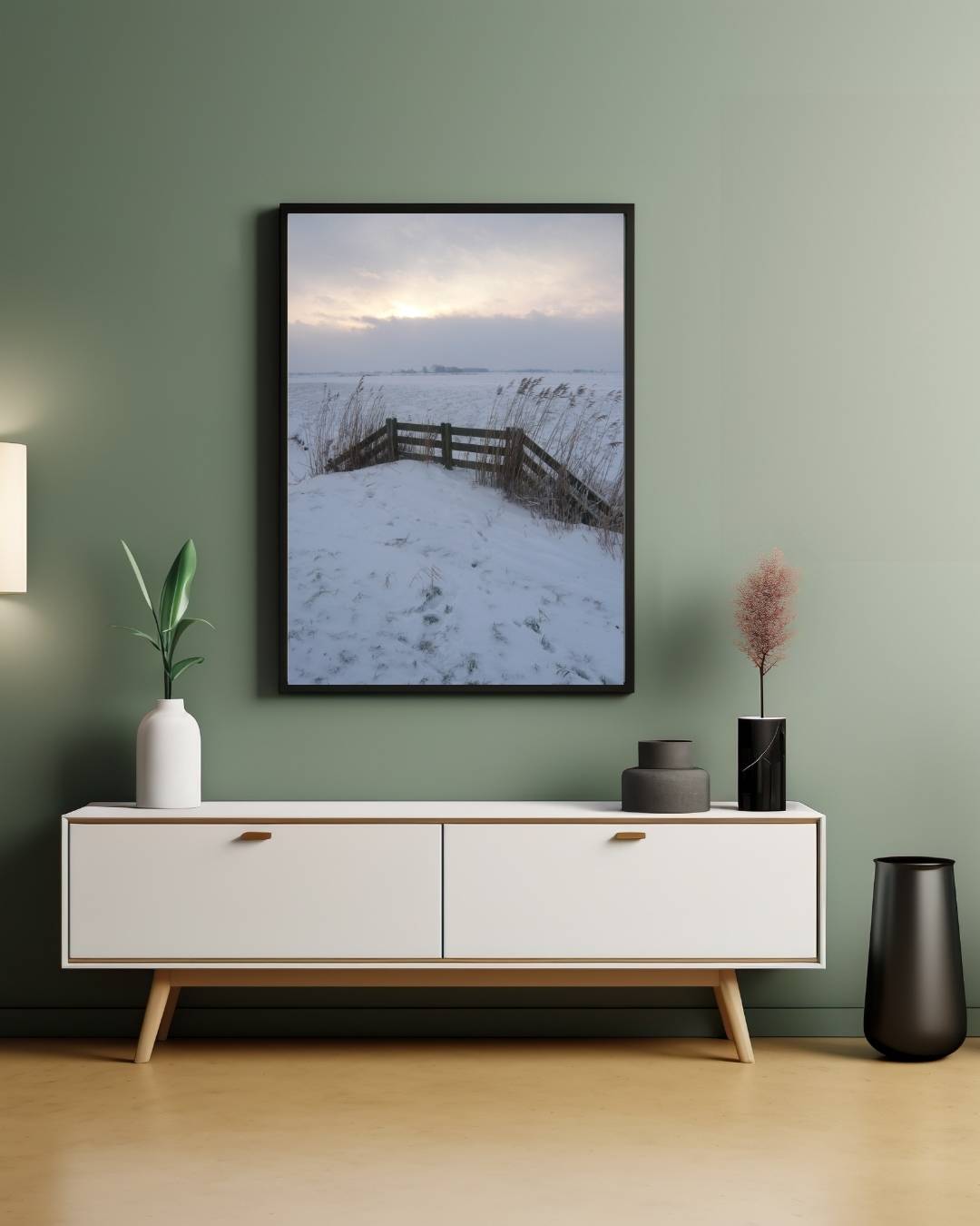 Sereen winterlandschap Poster – staande poster voor modern interieur
