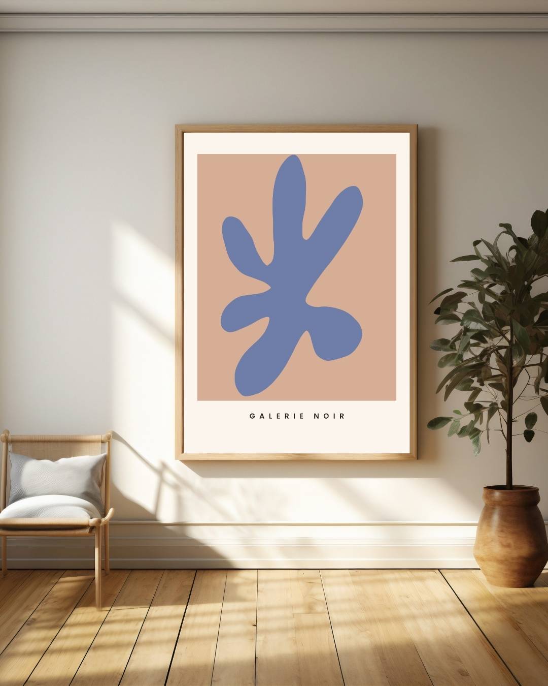 Abstracte blauwe vorm Poster – staande poster voor modern interieur