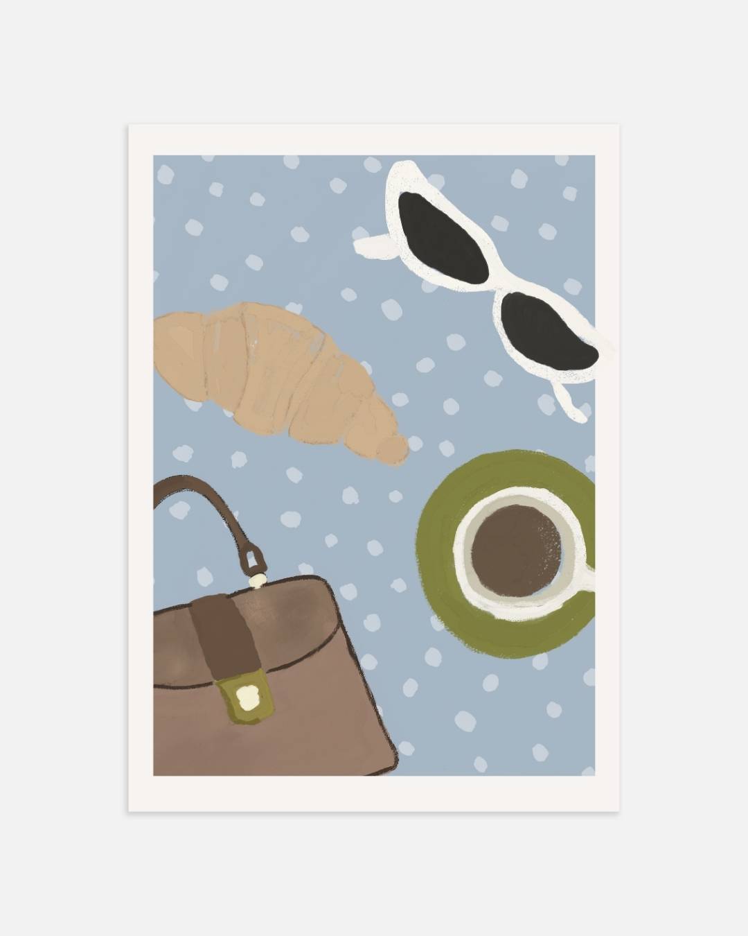 Koffie en croissant Poster – portret wanddecoratie van WallArtistic