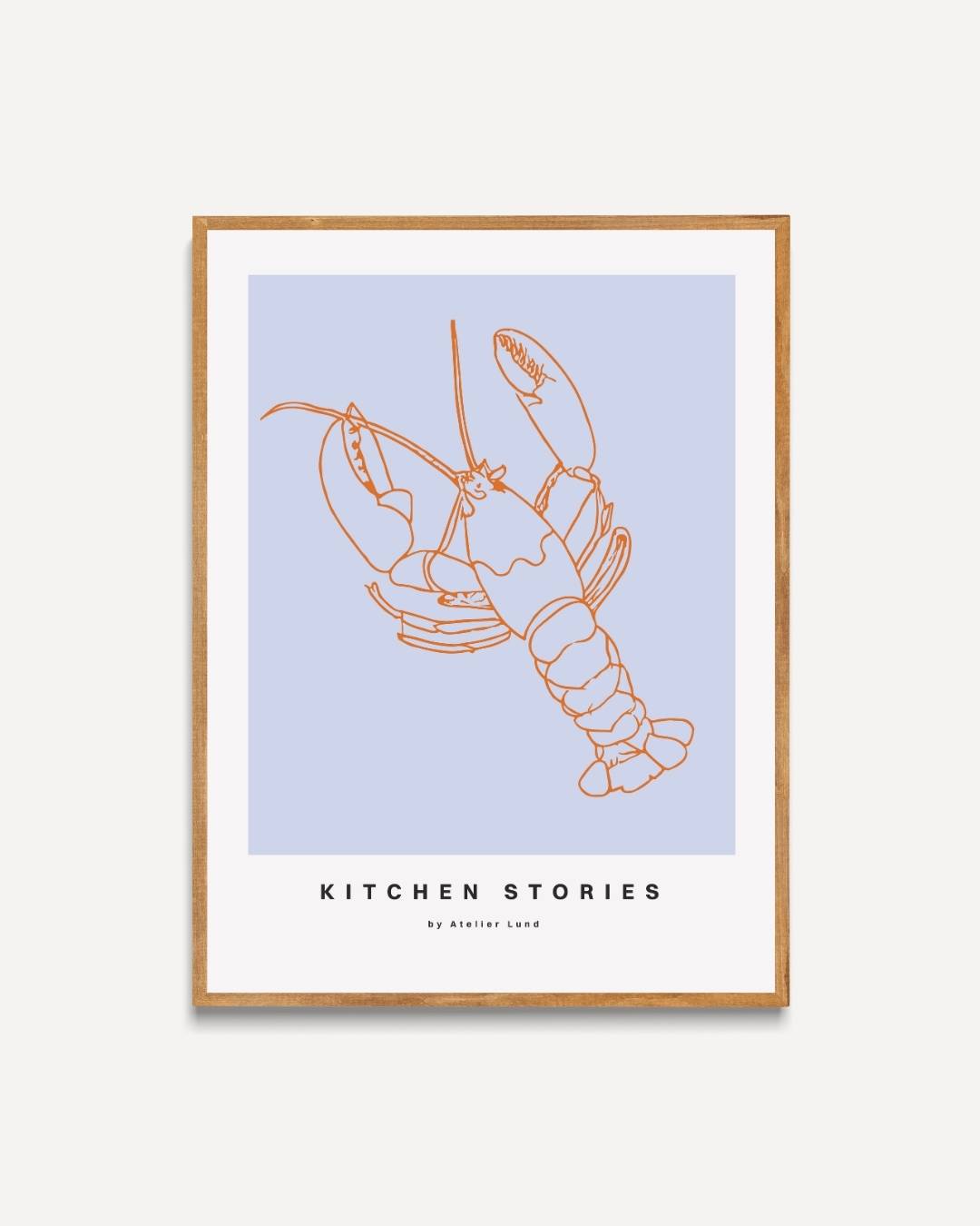 Kreeft op blauwe achtergrond Poster – portret poster als wanddecoratie