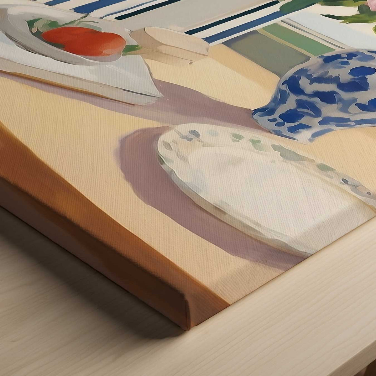 Zomerlicht aan tafel – staande wandkunst voor woonkamer of interieur