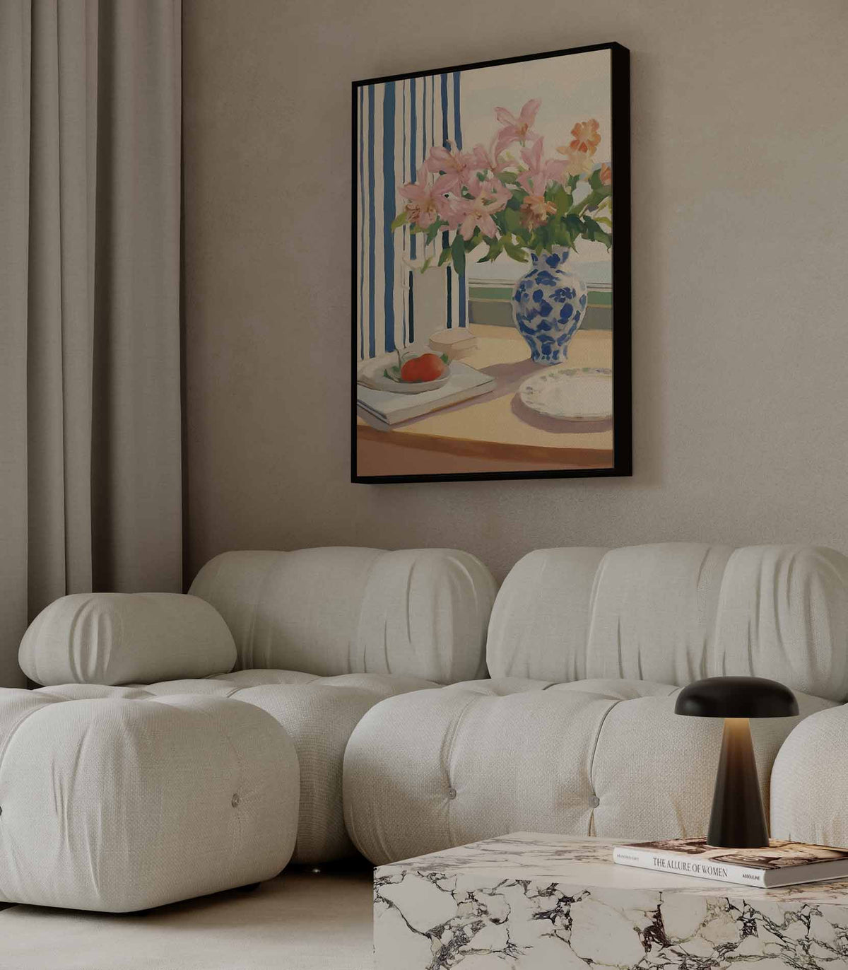 Zomerlicht aan tafel – canvas wanddecoratie in portret formaat