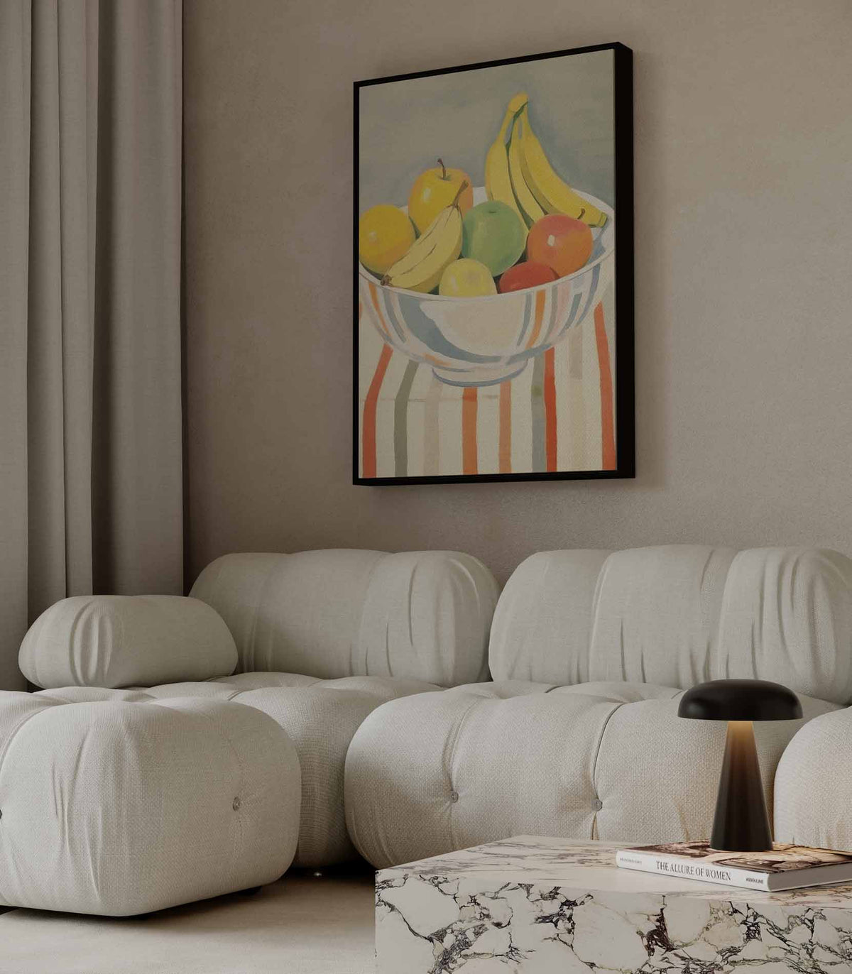 Vruchten in schaal – canvas wanddecoratie in portret formaat
