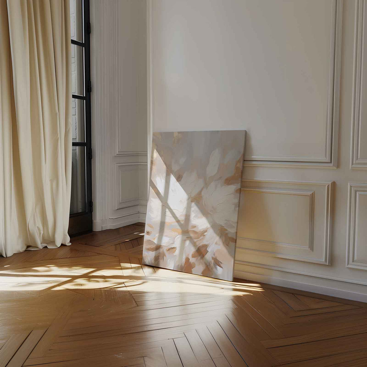 Bloemen met warme penseelstreken – plexiglas wanddecoratie in portret formaat