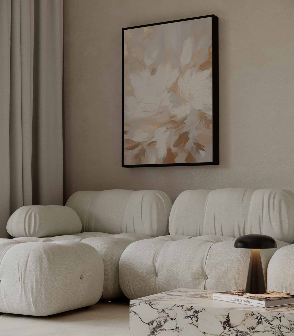 Bloemen met warme penseelstreken – canvas wanddecoratie in portret formaat
