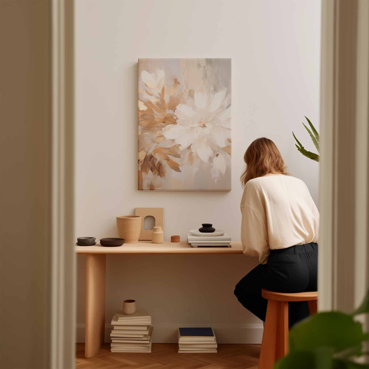 Bloemen in warme tonen – dibond wanddecoratie in staand formaat