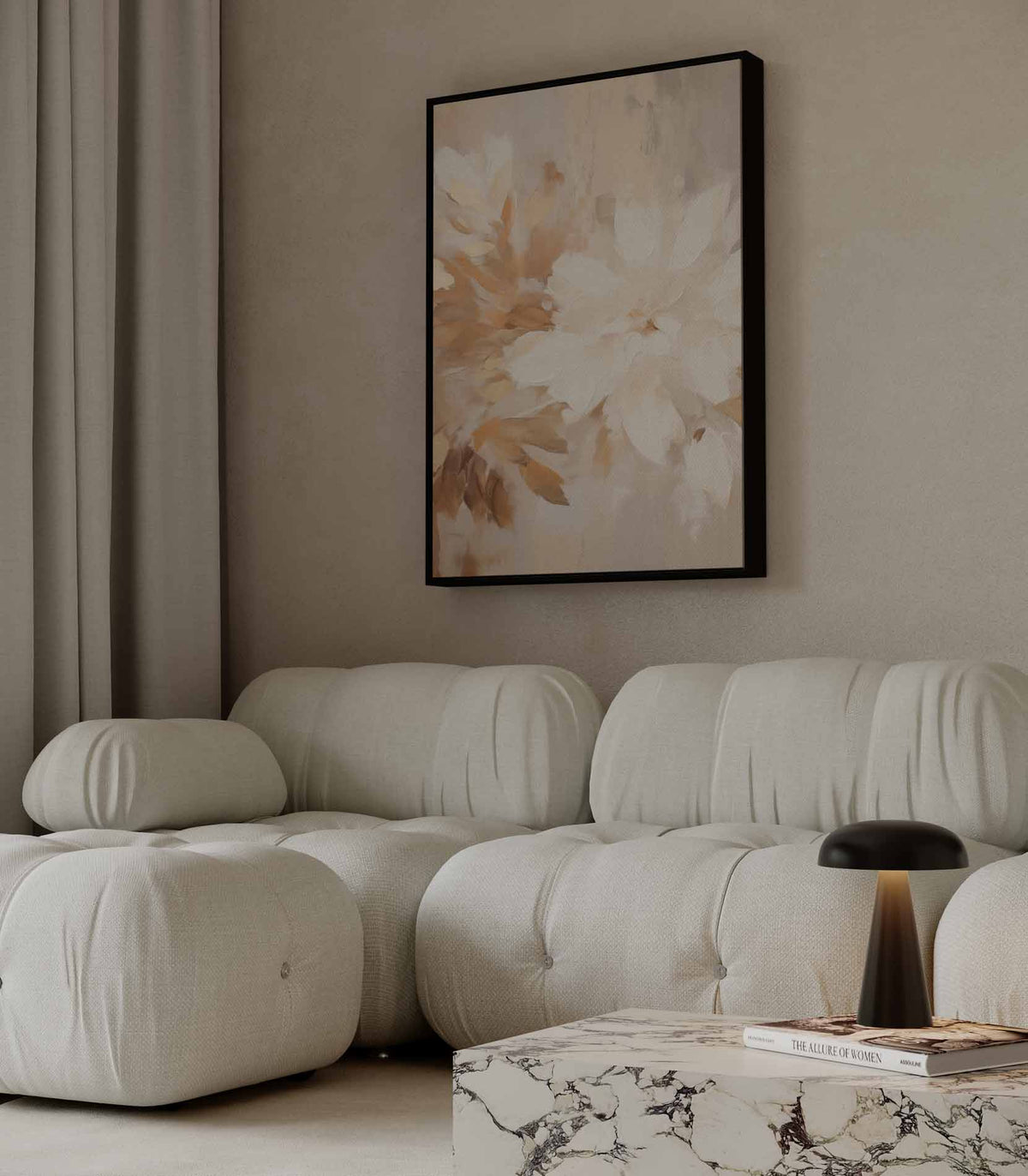 Bloemen in warme tonen – canvas wanddecoratie in portret formaat