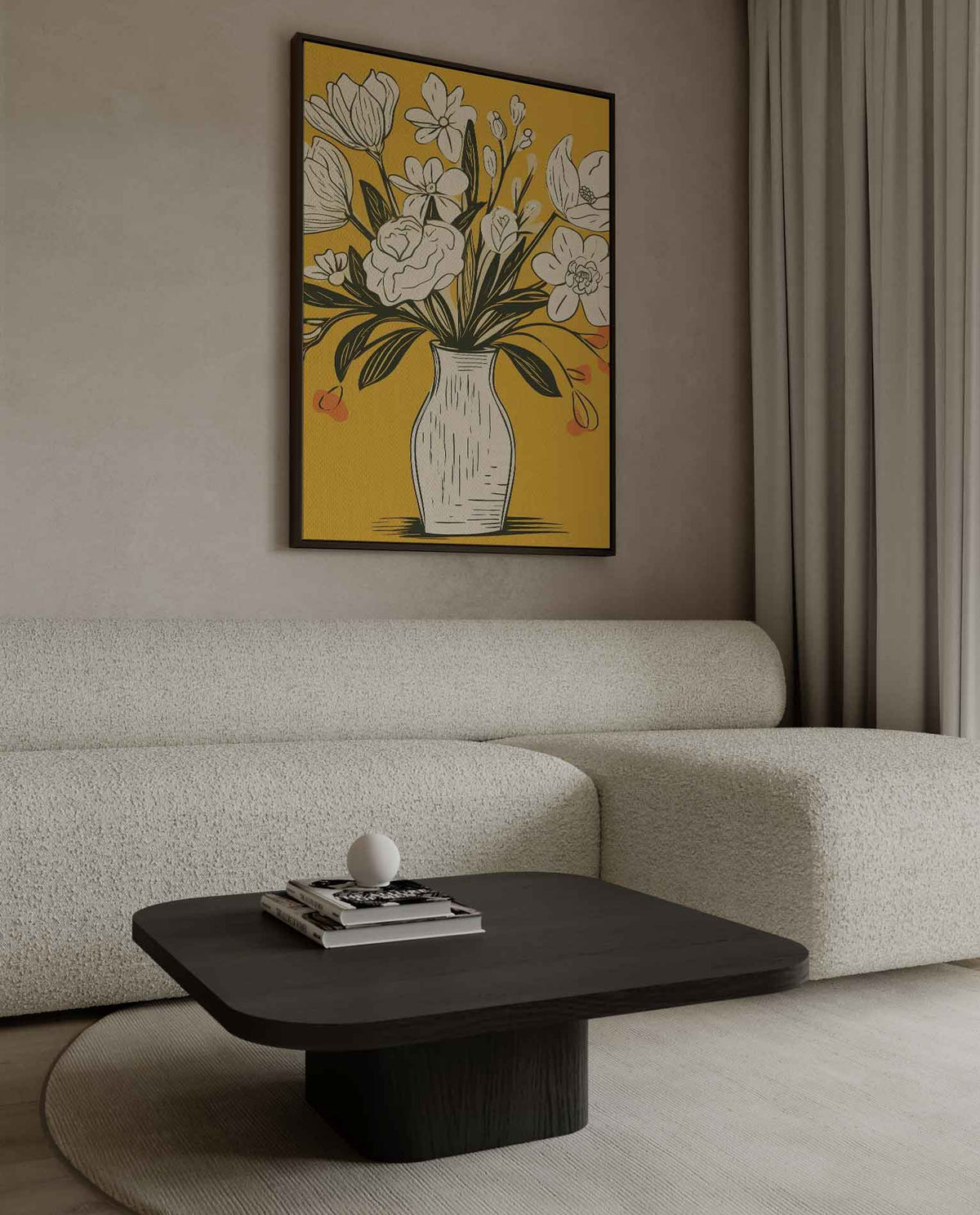 Diepgroen abstract landschap – kunstwerk met zwarte baklijst
