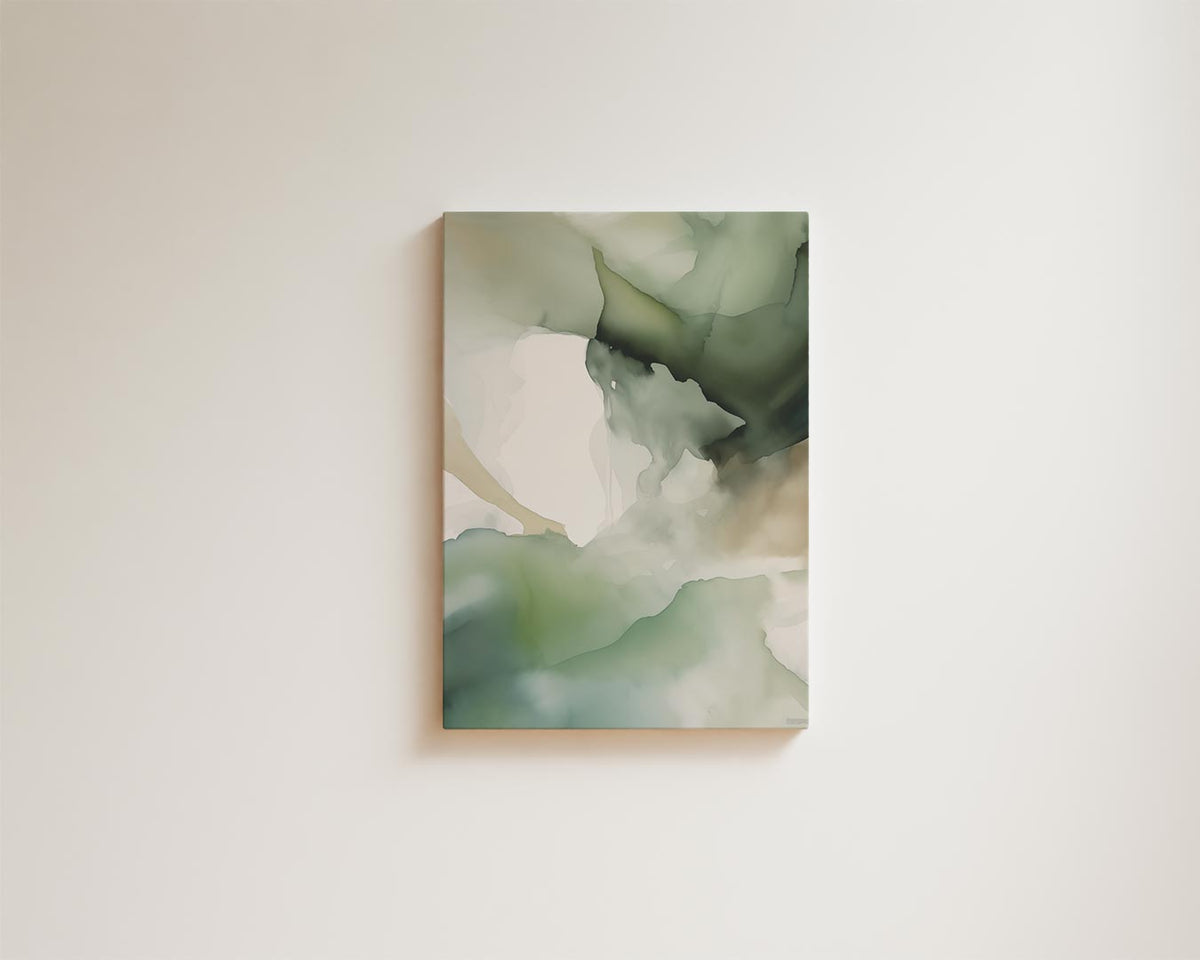 Diepgroen abstract landschap – staande wandkunst voor woonkamer of interieur