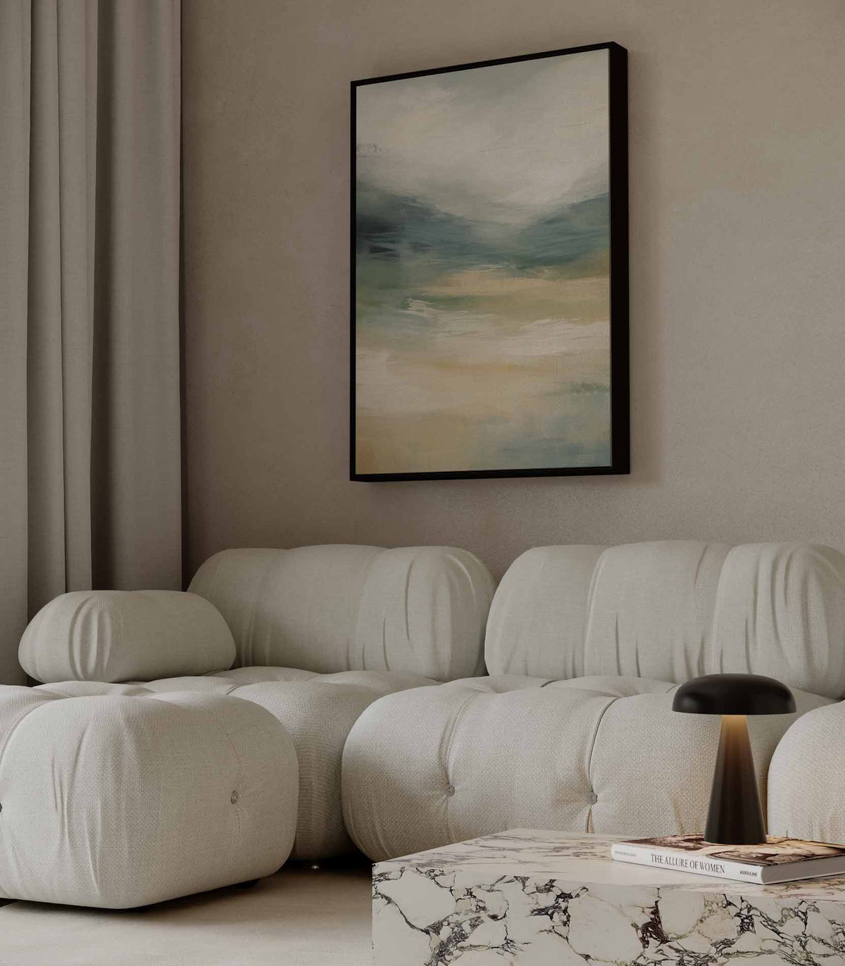 Zacht landschap in beweging – staand kunstwerk voor modern interieur