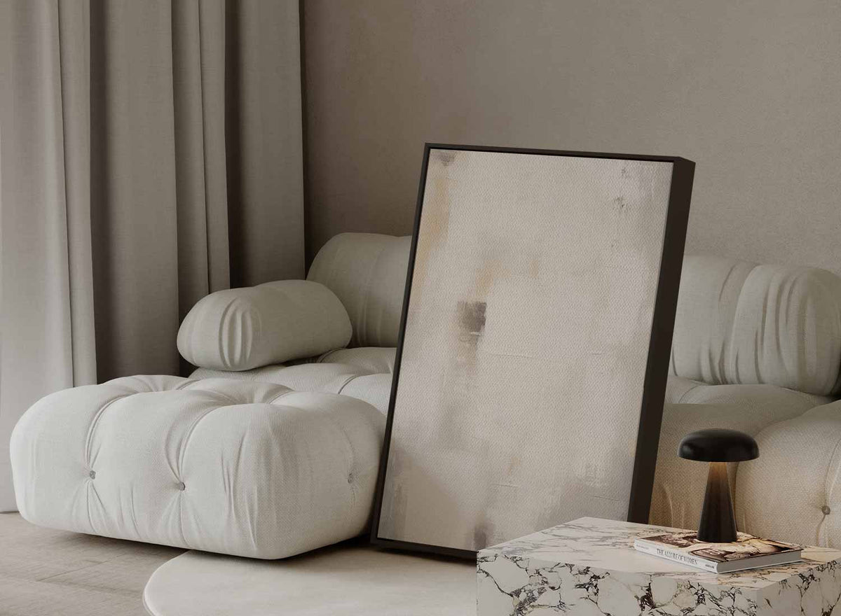 Neutrale vlakverdeling – staand kunstwerk voor modern interieur