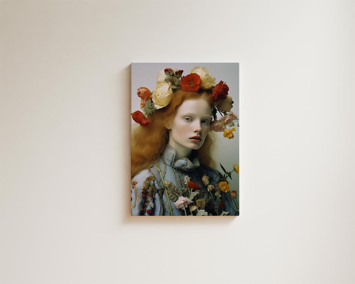 Portret met bloemenkroon I – staande wandkunst voor woonkamer of interieur