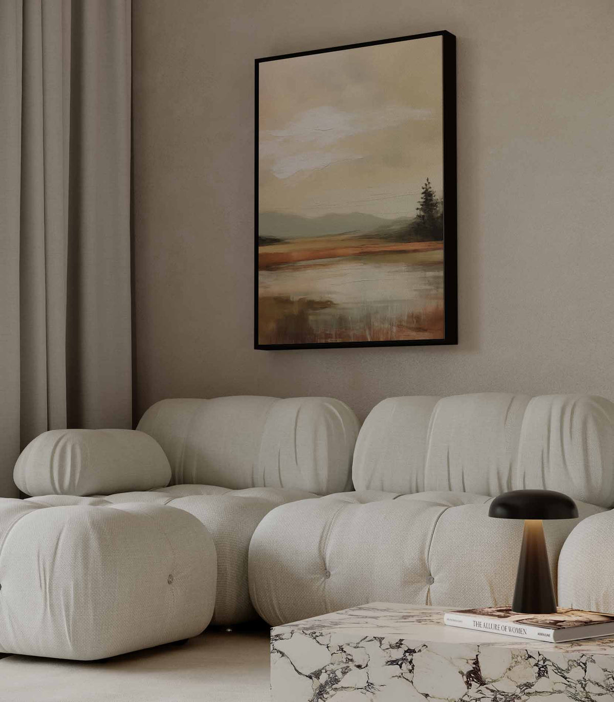 Rustige Herfstoever – staand kunstwerk voor modern interieur