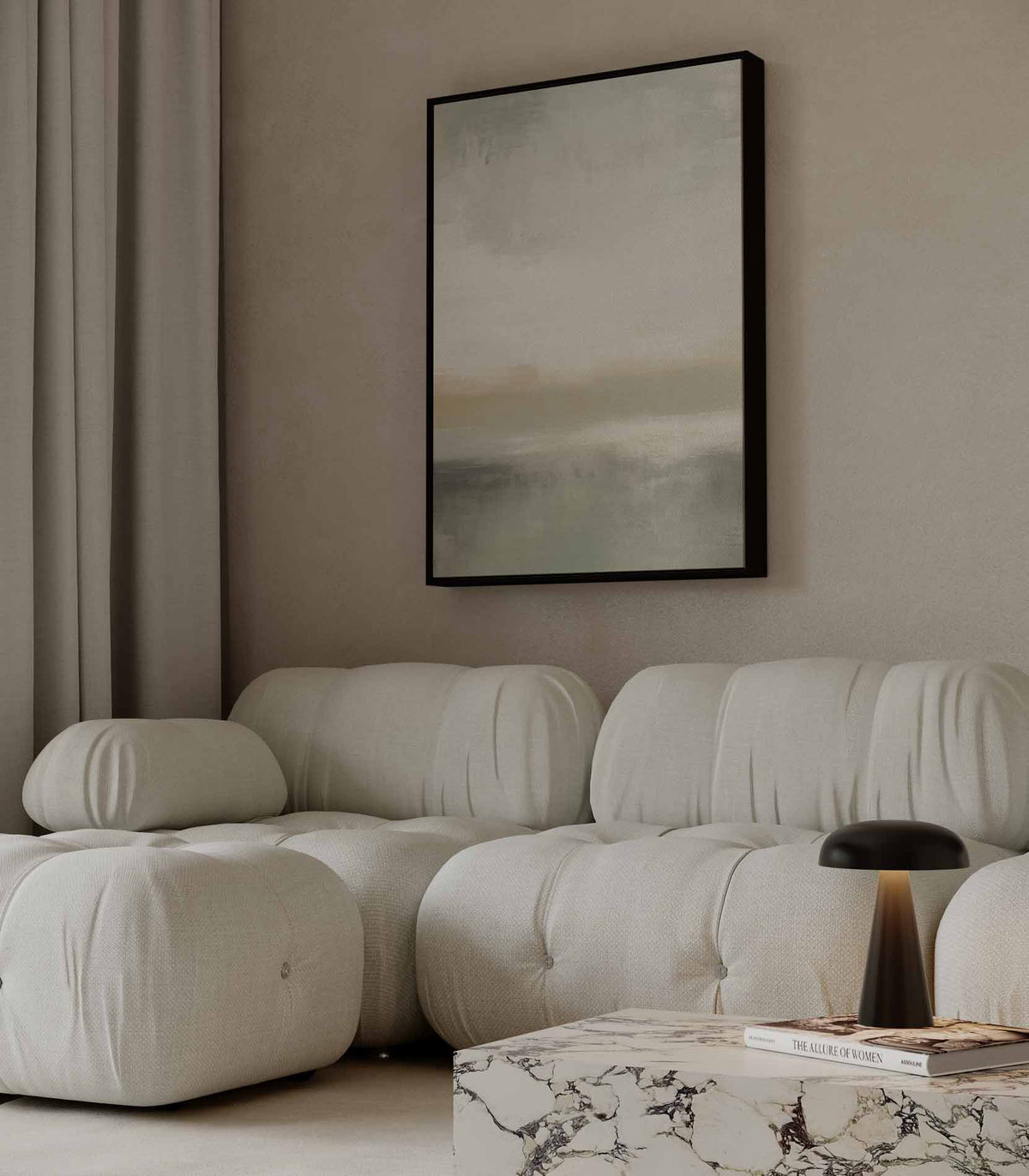 Zandwolk in neutrale tinten – staand kunstwerk voor modern interieur