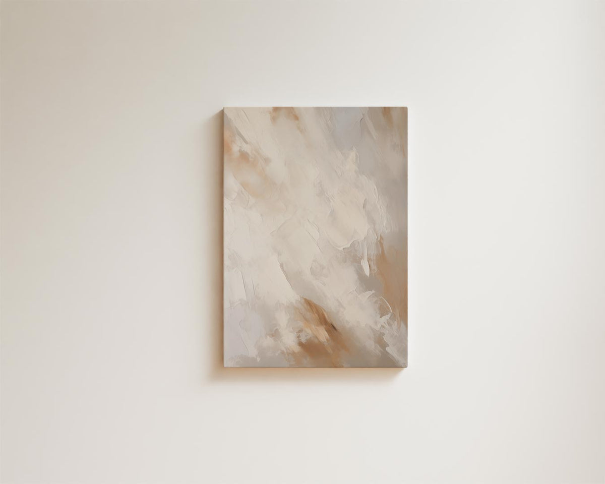 Warme abstractie in natuurlijke kleuren – staande wandkunst voor woonkamer of interieur